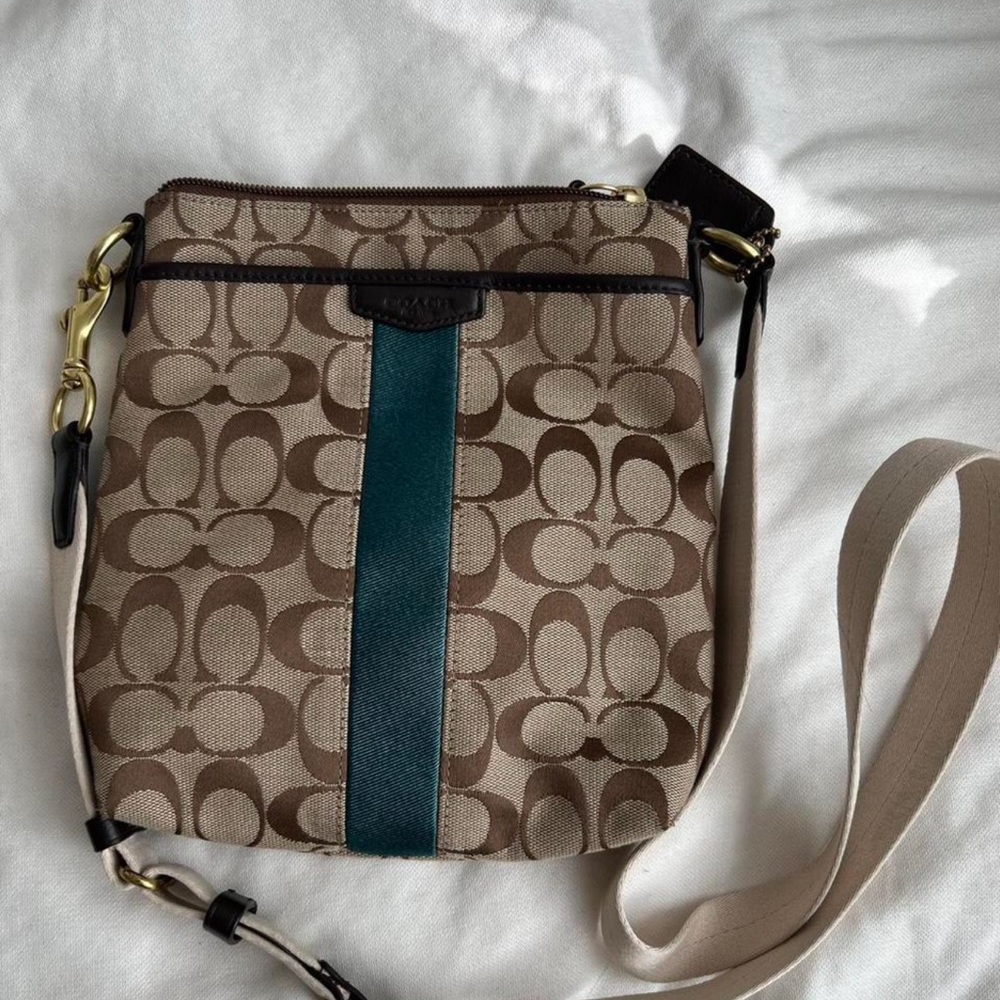 Coach Brown and Teal Crossbody Bag